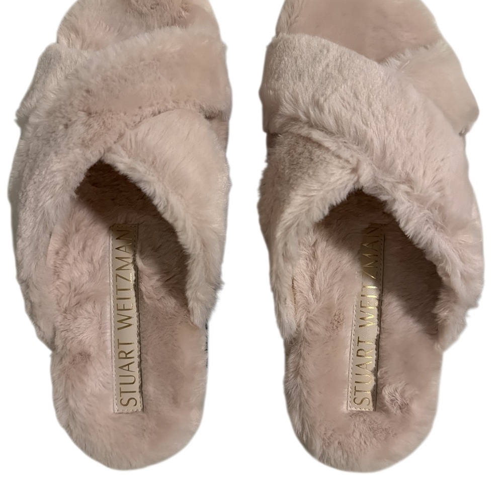 Stuart Weitzman Women’s Rosa lift fur‎ slides size 38 (7.5)